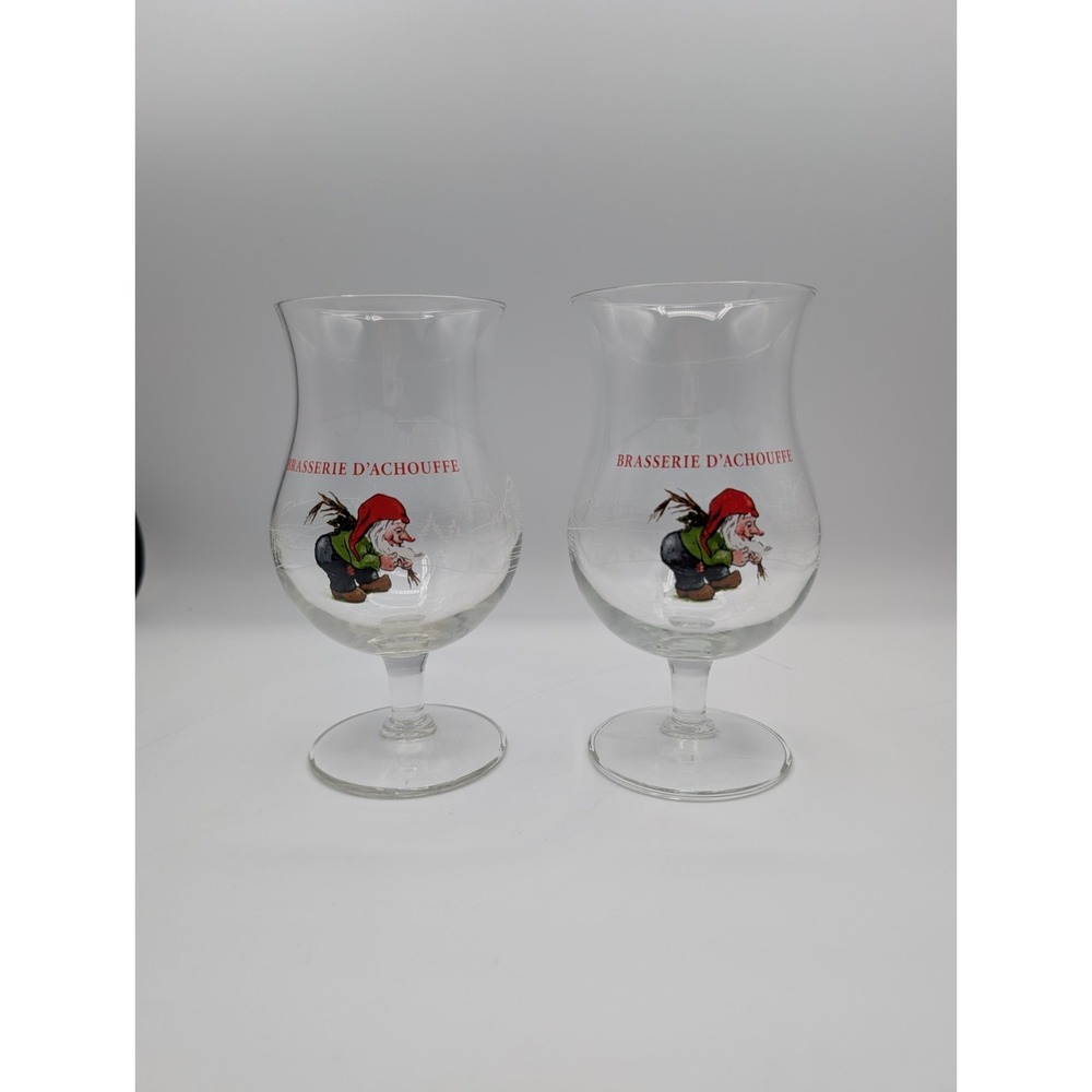 2 Brasserie D'Achouffe 33 cl Tulip BELGIAN Beer Glass Breweriana MARCEL GNOME